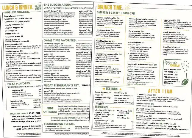 Game Time Sports Bar Menu